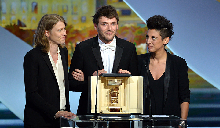 Claire Burger, Samuel Theis et Marie Amachoukeli © AFP / A. Pizzoli