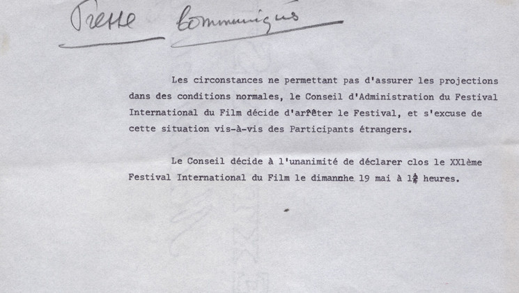 Given the circumstances , the Board of Directors declares the end of the 1968 Festival. © FDC