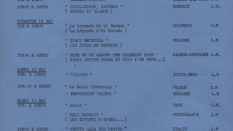 Screening Program of the 21th Festival de Cannes © FDC