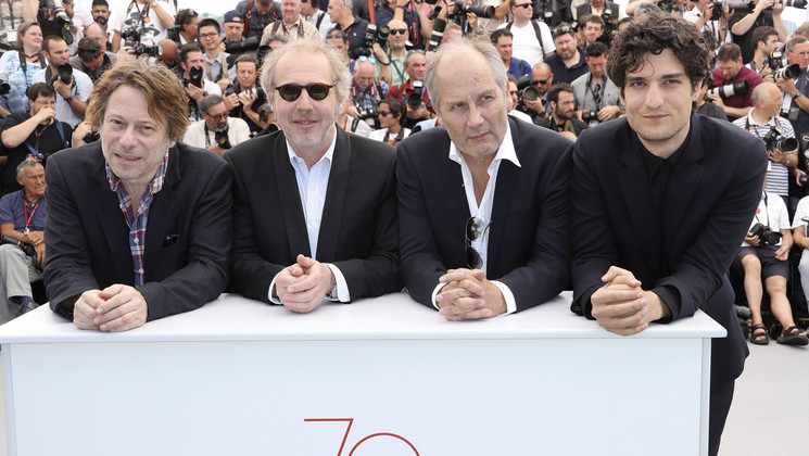 Mathieu Amalric, Arnaud Desplechin, Hippolyte Girardot et Louis Garrel - Les Fantômes d'Ismaël © Valery Hache / AFP