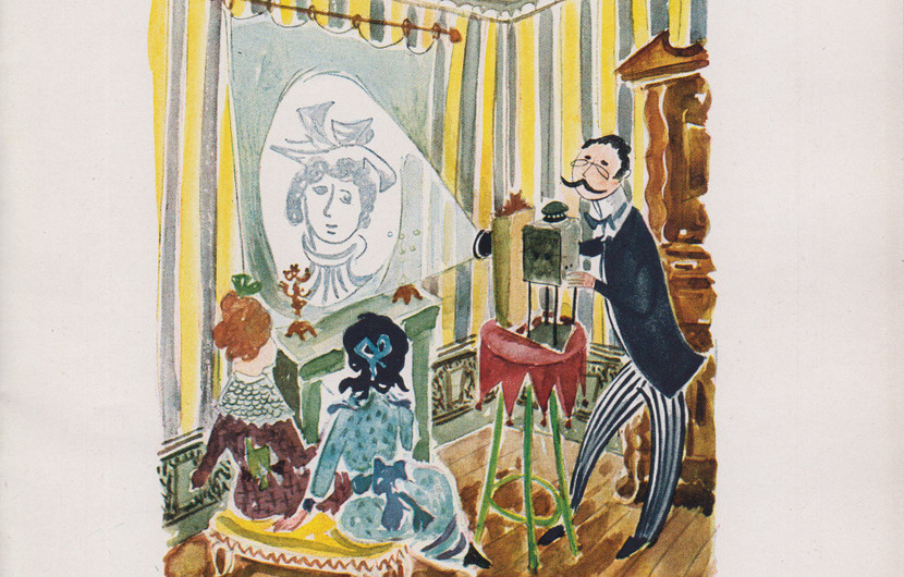 29 September 1946. A Brief History of the Cinema (X) 1874 - Demeny's  phonoscope projector. © Cluseau-Lanauve / ADAGP