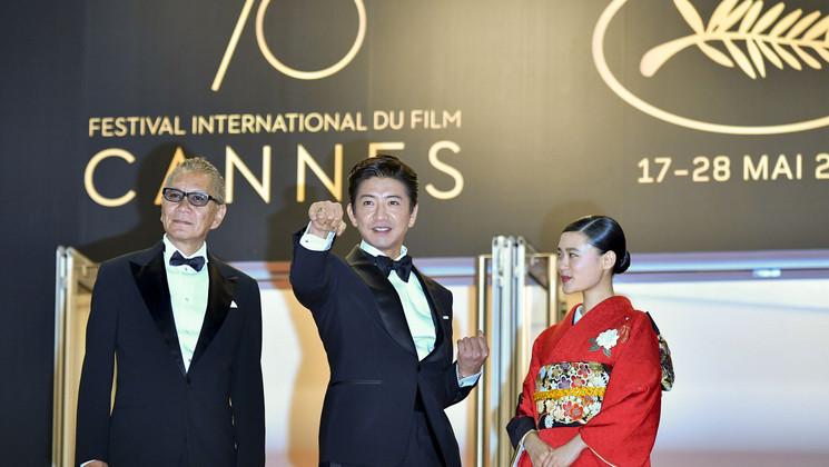 Takashi Miike, Takuya Kimura and Hana Sugisaki - Mugen no Jūnin © Loic Venance / AFP