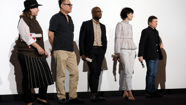 Athiná-Rachél Tsangári, Eric Khoo, Barry Jenkins, Clotilde Hesme et Cristian Mungiu, Members of the Cinéfondation and Short Films Jury - The Cinefondation Awards Ceremony © Mathilde Petit / FDC