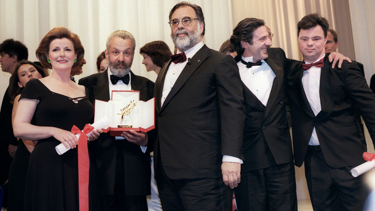 Brenda Blethyn, Mike Leigh, Francis Ford Coppola, Daniel Auteuil, Pascal Duquenne - Award for Best Actress, Palme d'or, Award for Best Actor © Patrick Hertzog / AFP