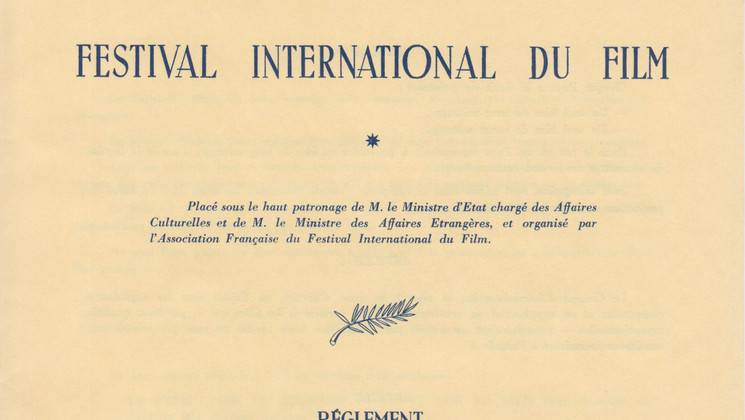 The first appearance of the Palme in a form similar to its current shape on the official regulations of the 1962 Festival. © FDC