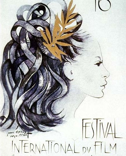 The poster of the 1963 Festival, also featuring the Palme, by Jean-Denis Maillart. © Jean-Denis Maillart / ADAGP