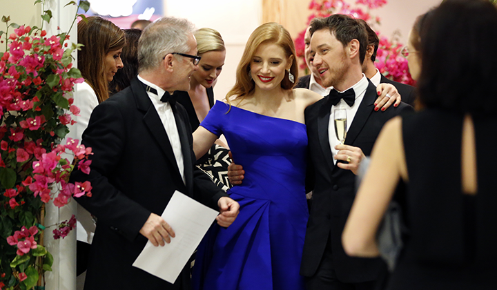 Thierry Frémaux, Jessica Chastain and James McAvoy © FDC / KV