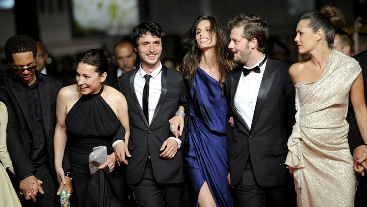 Joey Starr, Emmanuelle Bercot, Jeremie Elkaim, Maïwenn, Nicolas Duvauchelle, Karole Rocher - Montée des Marches - Polisse © AFP