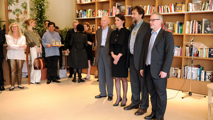 Gilles Jacob, Aurélie Filiippetti, Nanni Moretti, Thierry Frémaux - Remise à Nanni Moretti de l'insigne de Commandeur dans l'ordre des Arts et des Lettres © FIF/CB