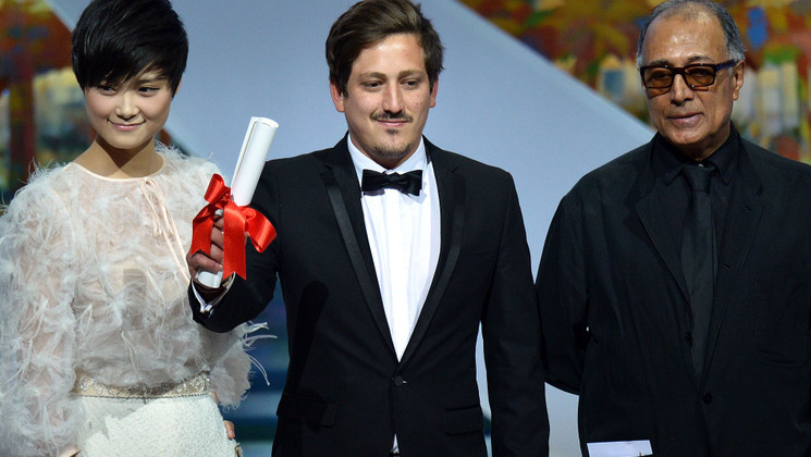 Li Yuchun, Simón Mesa Soto et Abbas Kiarostami - Palme d'or du court métrage - Leidi © AFP / A. Pizzoli