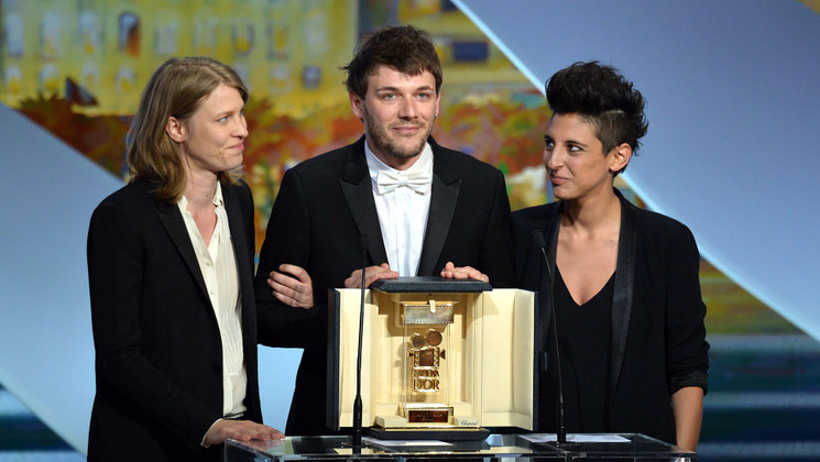 Claire Burger, Samuel Theis and Marie Amachoukeli - Caméra d'or - Party Girl © AFP / A. Pizzoli
