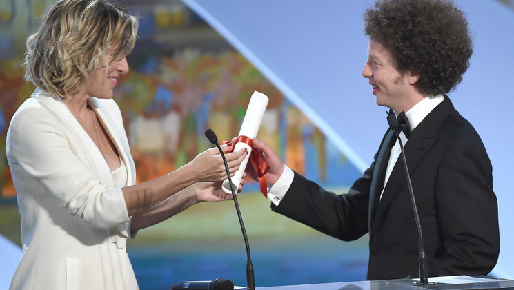 Valeria Bruni Tedeschi & Michel Franco - Best Screenplay - Chronic © AFP / Anne-Christine Poujoulat