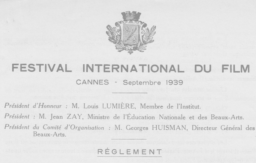 The Palme appeared on the Festival regulations in 1939, under the coat-of-arms of the town of Cannes © FDC