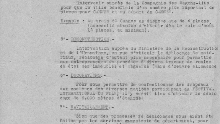 Lettre du Comité de Coordination du Festival du Film au Comte D’Hebermont, Directeur du Comité d’accueil, dans laquelle sont détaillées les mesures à prendre pour la bonne marche du Festival © FDC