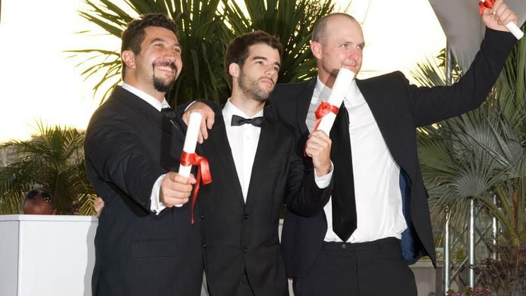 The shorts films award winners ( Mark Albiston, Joao Salaviza et Louis Sutherland) © FIF M.Rabaux © FIF M.Rabaux