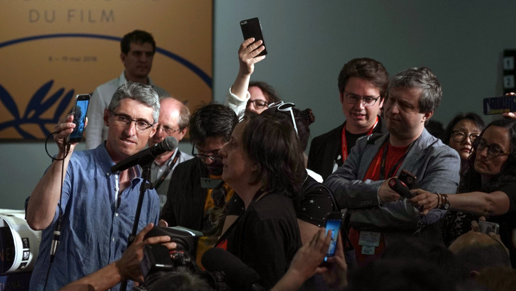 Fabrice Aragno with Jean-Luc Godard - Le Livre d'image (The Image Book) © Laurent Emmanuel/AFP