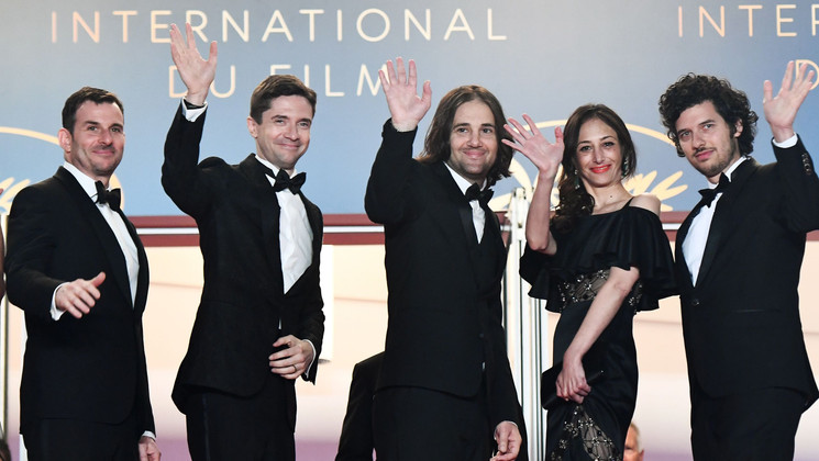 Chris Bender,  Topher Grace, David Robert Mitchell, Annie Mitchell, Rich Vreeland - Under the Silver Lake © Anne-Christine Poujoulat/AFP