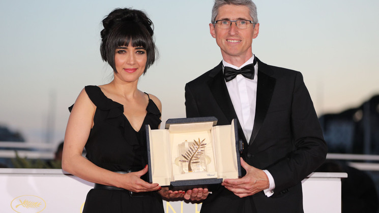 Fabrice Aragno and Mitra Farahani - Special Palme d’or for Le livre d’image (Image Book) by Jean-Luc Godard © Mathilde Petit /FDC