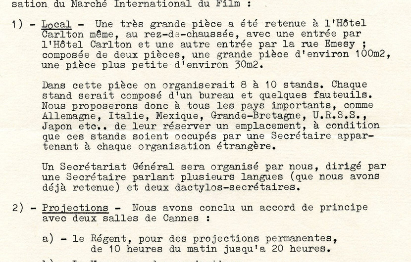 Correspondances Robert Favre Le Bret et Chambre Syndicale de la Production Cinématographique Français, 1961 - Page 3/5 © FDC