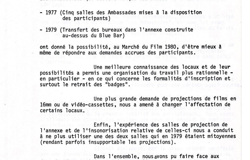 Rapport du Marché du Film, 1980 - Page 1/3 © FDC