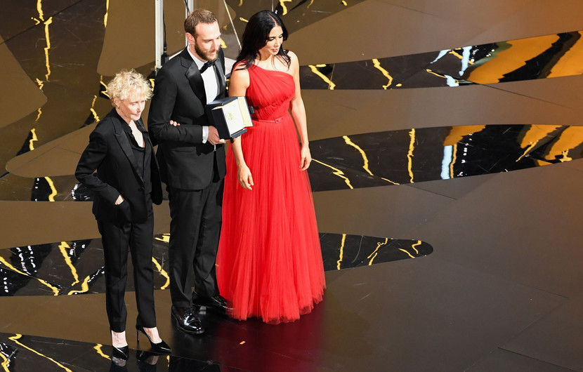 Claire Denis, Nadine Labaki avec Vasilis Kekatos, Palme d'Or des Courts Métrages © Antonin Thuillier / AFP