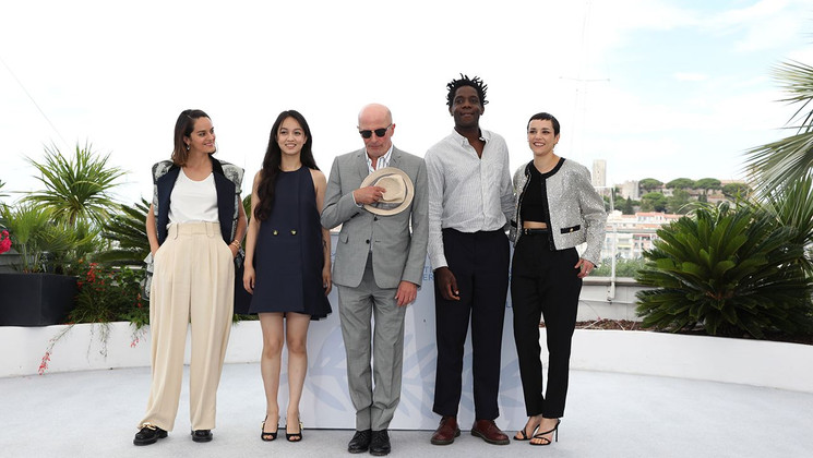 Noémie Merlant, Lucie Zhang, Jacques Audiard, Makita Samba, Jehnny Beth -  Les Olympiades © Joachim Tournebize / FDC