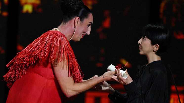 Rossy de Palma, Hayakawa Chie - PLAN 75, Mention Spéciale de la Caméra d'or © Christophe Simon / AFP