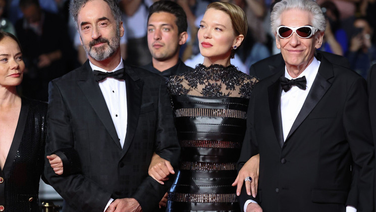 Don McKellar, Léa Seydoux, David Cronenberg - Montée des marches de Crimes of the Future (Les Crimes du Futur) © Daniele Venturelli / GettyImages